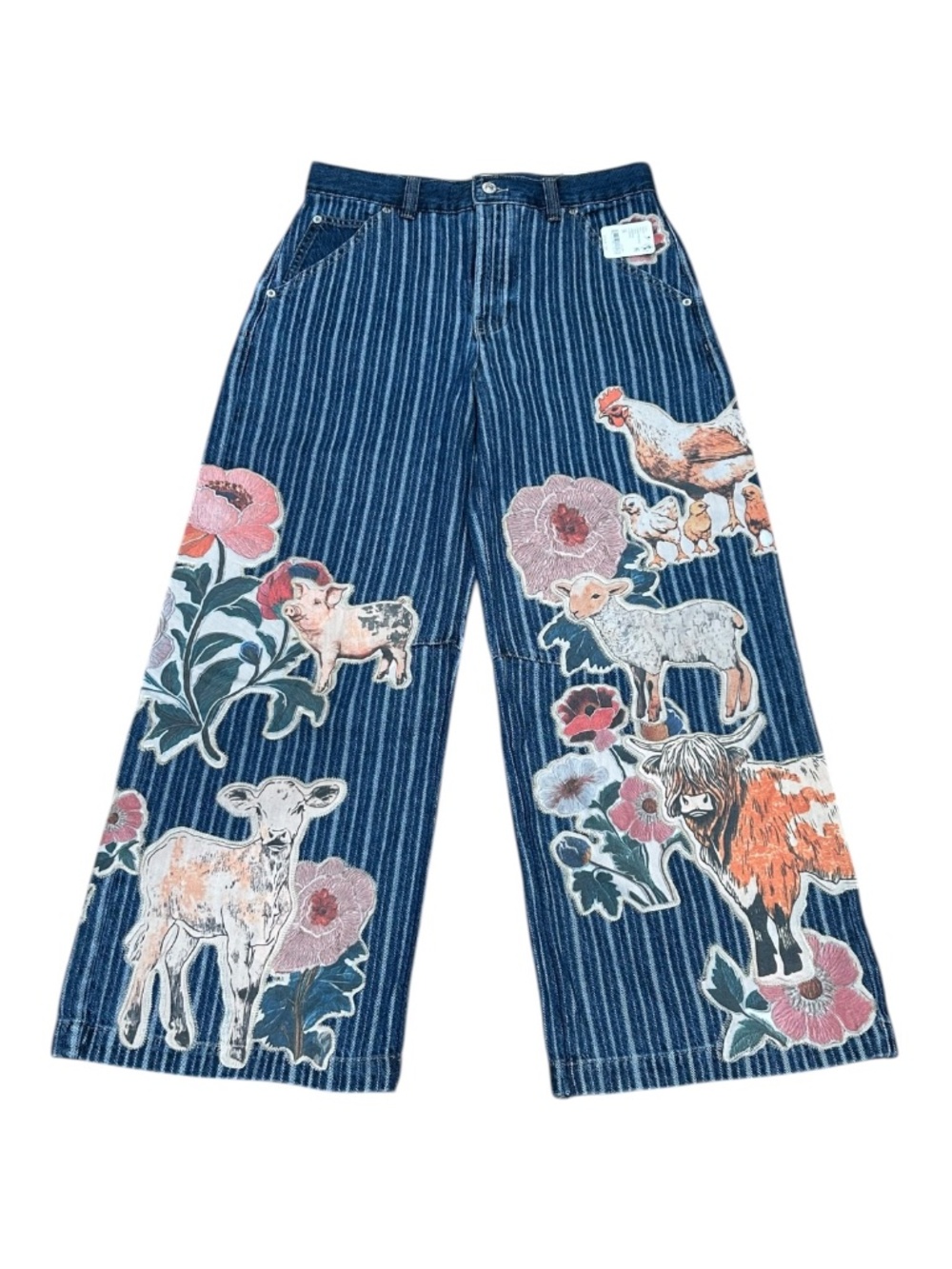 NWT Free People We the Free Farm to Peach Patchwork Jeans Size 28 NEW with Tag - Picture 4 of 13